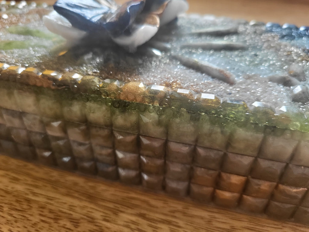 Retro 60s inspired Resin Art Storage Box – Textured Butterfly Design | Handmade Trinket & Keepsake Box