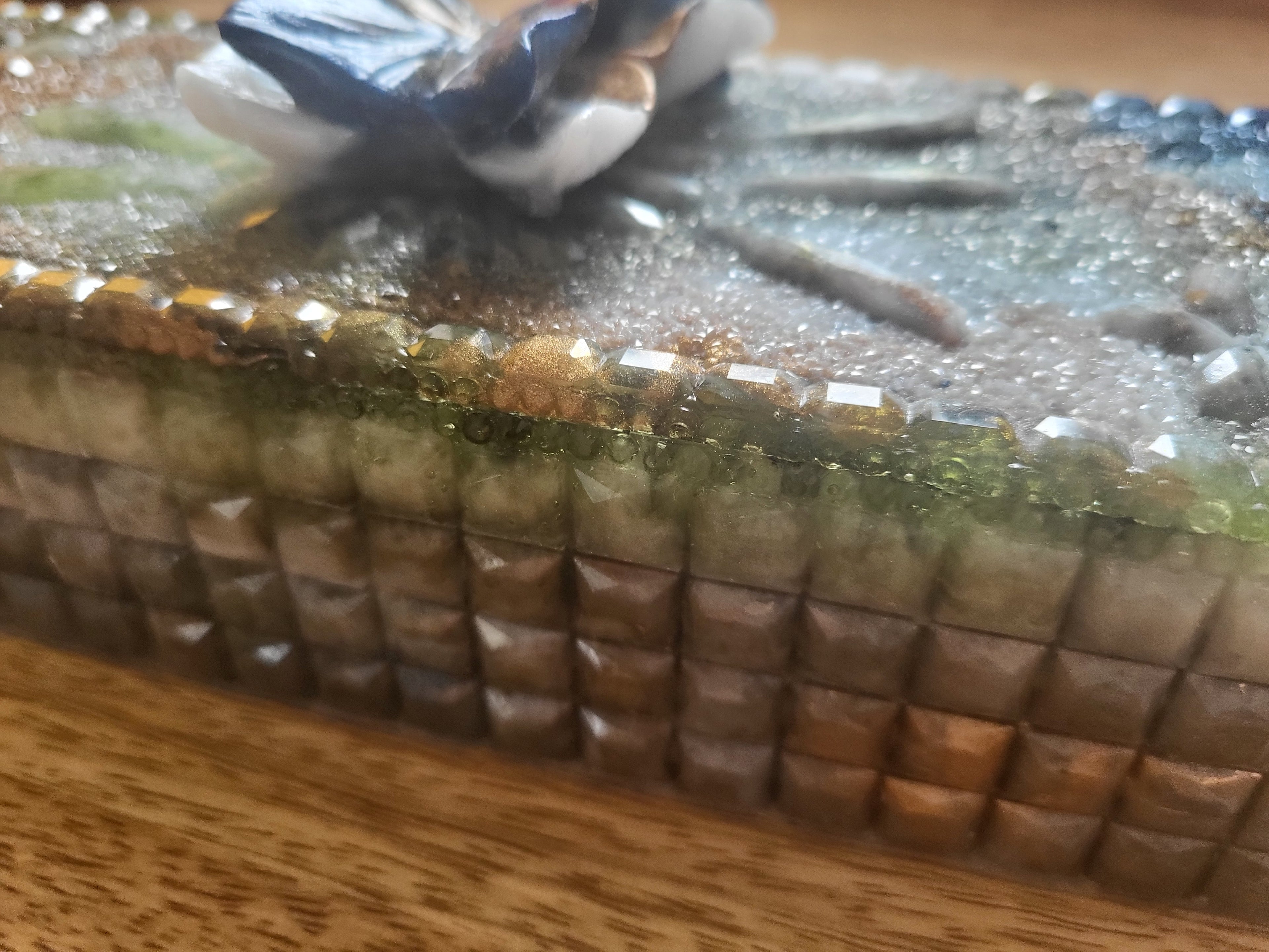 Retro 60s inspired Resin Art Storage Box – Textured Butterfly Design | Handmade Trinket & Keepsake Box