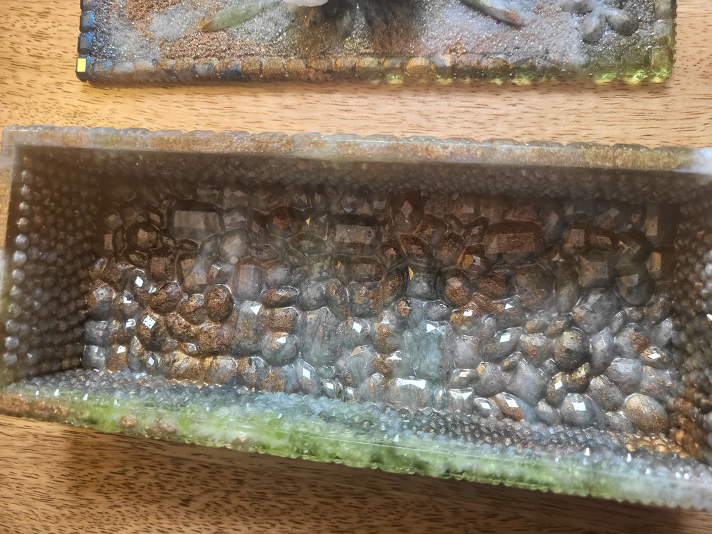 Retro 60s inspired Resin Art Storage Box – Textured Butterfly Design | Handmade Trinket & Keepsake Box